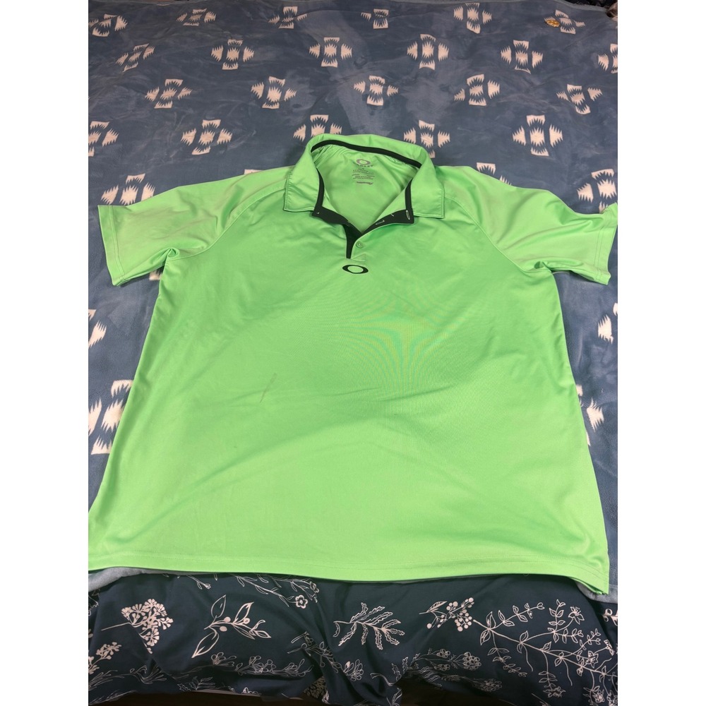 Oakley Mens Hydrolix Golf Polo Shirt XXL Neon Green Short Sleeve Regular Fit